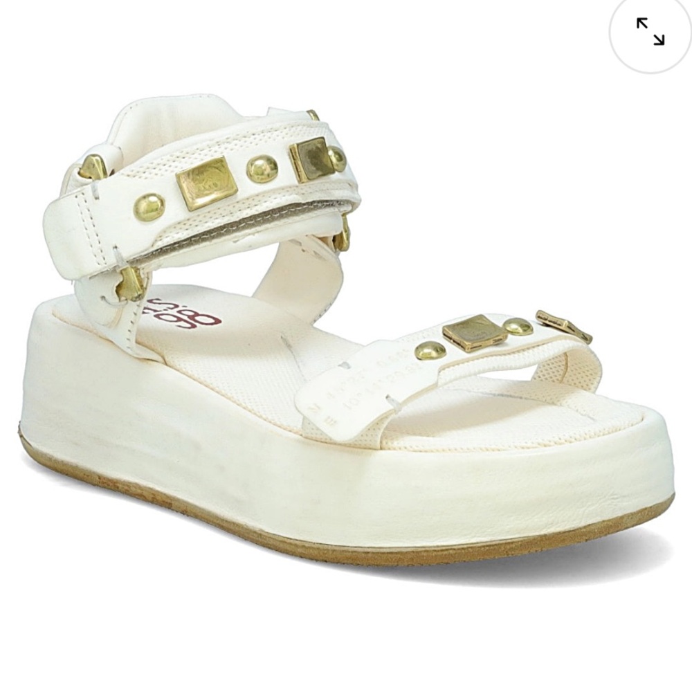 NWT A.S. 98 Size 41 / US 10.5-11 Fenix White Leather Platform European Sandals - Picture 2 of 10